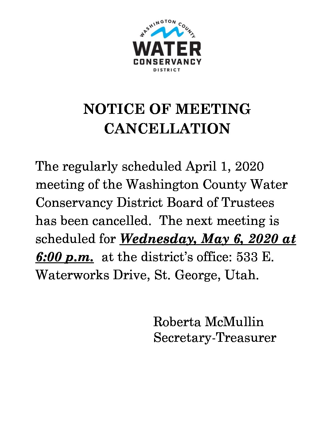 thumbnail of 2020-04-01Notice of Meeting Cancellation